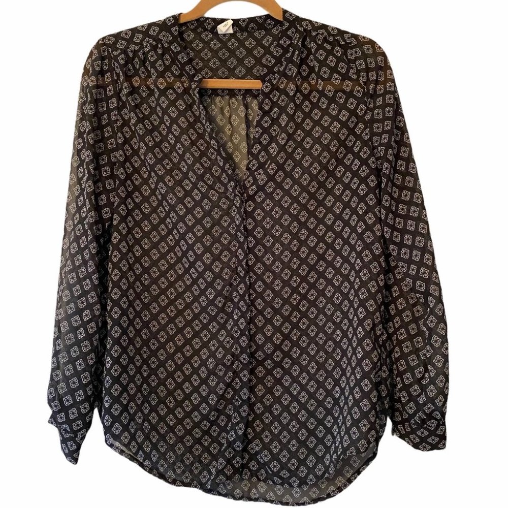 Old Navy Small Petite Blouse Black Long Sleeve